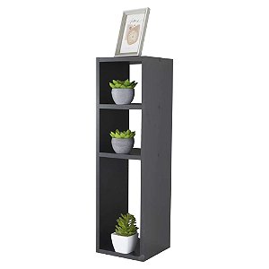 Mesa de Cabeceira com Nichos Preto Cama Solteiro Quarto Sala 70cm