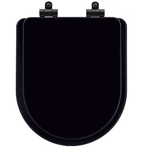 Tampa de Vaso Poliéster Com Amortecedor Link/LK Preto para Bacia Deca com Ferragem Preta