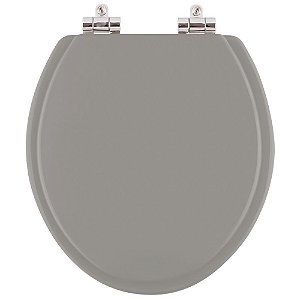 Assento Sanitário Poliester Soft Close Convencional Cinza Perola para vaso Celite
