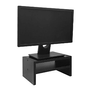 Suporte para Monitor Base de Mesa Preto Madeira
