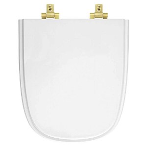 Tampa de Vaso MDF Com Amortecedor Ibiza Branco para bacia Incepa com Ferragem Dourada