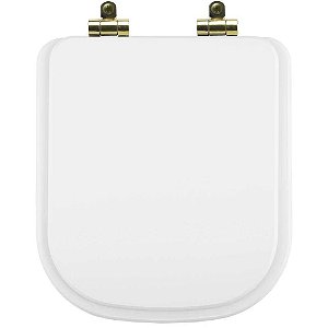 Tampa de Vaso Poliéster Com Amortecedor Piano Branco para Bacia Deca com Ferragem Dourada