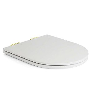 Assento Poliester Soft Close Antimicrobiano Carrara Branco para vaso Deca com Ferragem Dourada