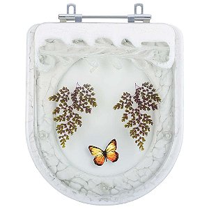 Tampa de Vaso Sanitário Decorado Flox Branco para bacia Fiori