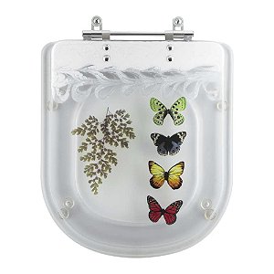Tampa de Vaso Acrílico Decorado Flox Transparente para bacia Fiori