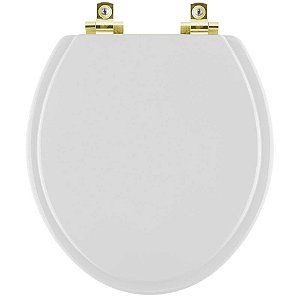 Assento Sanitário Soft Close Twister Cinza Claro para vaso Hervy com Ferragem Dourada
