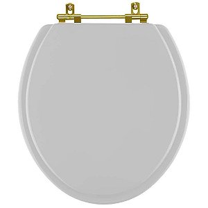 Assento Sanitario Laqueado Convencional Oval Cinza Real com Ferragem Dourada para vaso Deca