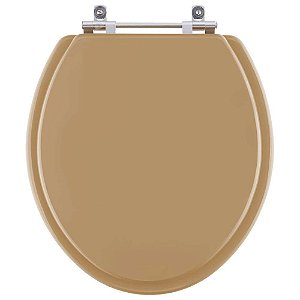 Assento Sanitario Poliéster Convencional Oval Bege Castor para vaso Deca
