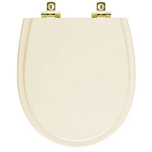 Assento Sanitário Soft Close Polo Marfim para vaso Hervy com Ferragem Dourada