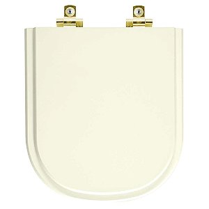 Assento Sanitário Soft Close Etna Palha para vaso Icasa com Ferragem Dourada