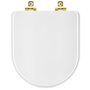 Assento Sanitário com Amortecedor San Remo Branco para vaso Hervy com Ferragem Dourada