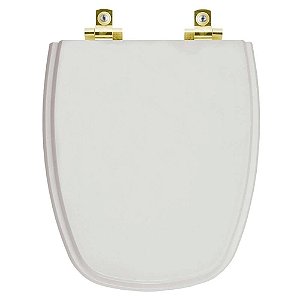 Assento Sanitário com Amortecedor Monte Carlo Cinza Real para vaso Deca com Ferragem Dourada