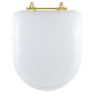 Assento Sanitário Almofadado Carrara Branco para vaso Deca com Ferragem Dourada