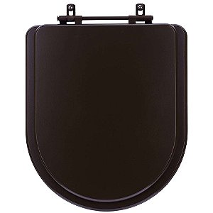 Assento Sanitário Poliester Carrara Marrom Fosco Ferragem Marrom para Vaso Deca