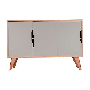 Balcão Buffet Retrô com 3 Portas Carvalho e Verde Menta