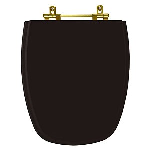 Assento Sanitário Monte Carlo Ébano (Preto) Para Vaso Deca com Ferragem Dourada