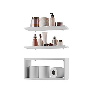 Kit Prateleira Nicho Bruges para Banheiro Branco 40 x 12cm