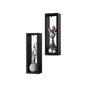 Kit Nicho Decorativo Stella Preto para Sala Hall 40 x 10cm