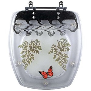 Tampa de Vaso Poliester Thema Preto Avenca Borboleta Incepa