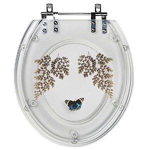 Tampa de Vaso Oval Transparente Avenca Borboleta Acrilico