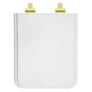 Assento Sanitário Poliester Soft Close Square Branco para vaso Incepa com Ferragem Dourada