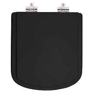 Assento Sanitário Poliester Soft Close Lirio Preto para vaso Fiori