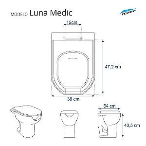 Assento Sanitário Poliester Luna Medic (PNE) Branco para vaso Icasa