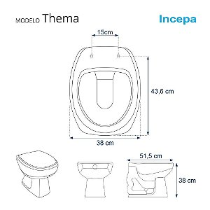 Assento Sanitário Decorada Thema Verde Água Para Louça Incepa