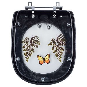 Assento Sanitário Paris E Lixeira Decoradas Preto