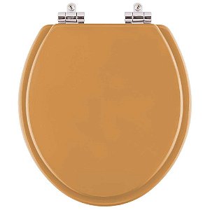 Assento Sanitario Poliester com Amortecedor Lirio Amarelo Terra para Vaso Celite