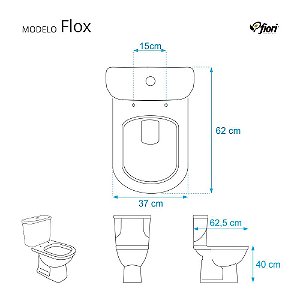 Tampa de Vaso Poliester Flox Branco para bacia Fiori