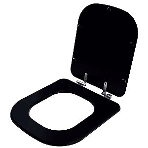 Tampa De Vaso Sanitario Poliester Com Amortecedor Piano Preto Ebano Fosco Para Bacia Deca