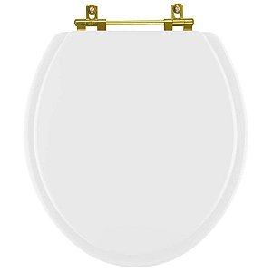Assento Sanitário Laqueado Convencional Oval Branco - Ferragem Dourada