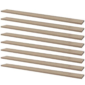 Kit 8 Prateleiras 100 x 10cm Carvalho Suporte Invisível