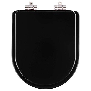 Assento Sanitário Poliester Soft Close Carrara Preto Fosco para vaso Deca