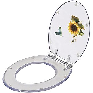 Tampa de vaso Acrílico Decorado Girassol Beija Flor 6lpf