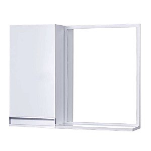 Armário para Banheiro com Espelho Branco com Puxador Metal