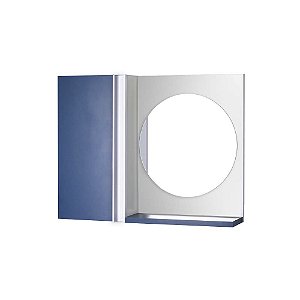 Armário para Banheiro com Espelho Redondo Azul Barra Vertical