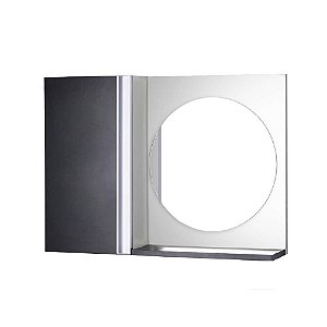 Armário para Banheiro com Espelho Redondo Preto e Branco Barra Vertical