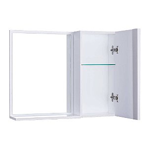Espelho para Banheiro com Armário Branco Barra Vertical