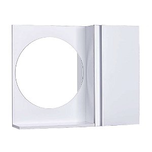 Espelho Redondo para Banheiro com Armário Branco com Barra Vertical