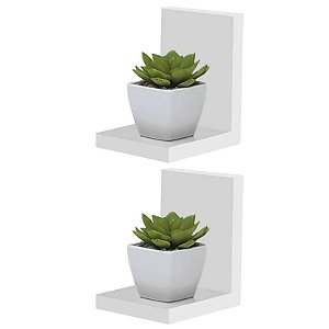Kit 2 Prateleiras Buzios 15 X 12cm Branco