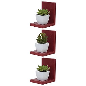Kit 3 Prateleiras Buzios 15 X 12cm Vermelho
