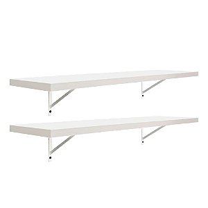 Kit 2 Prateleiras 60 x 25cm Branco Espessura 25mm Mão Francesa