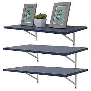 Kit 3 Prateleiras 70 x 30cm azul Com Mão Francesa