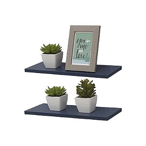 Kit 2 Prateleiras 80 x 15cm azul Suporte Invisível