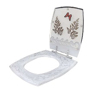 Tampa de Vaso Decorada Anturius Branco para Bacia Luzarte 6lpf