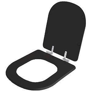 Tampa De Vaso Com Amortecedor Etna Preto Para Bacia Icasa