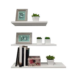 Kit 3 Prateleiras Decorativas Branca 40, 50 e 60cm Sala Quarto
