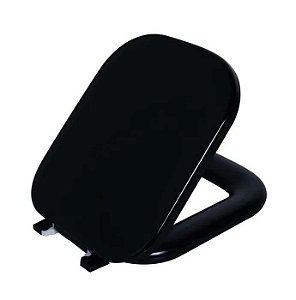 Assento Sanitário Astra Almofadado Quadra Preto para Vaso Deca